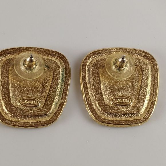 Vintage Avon Red Gold Tone 80's Style Earrings - Picture 4 of 7